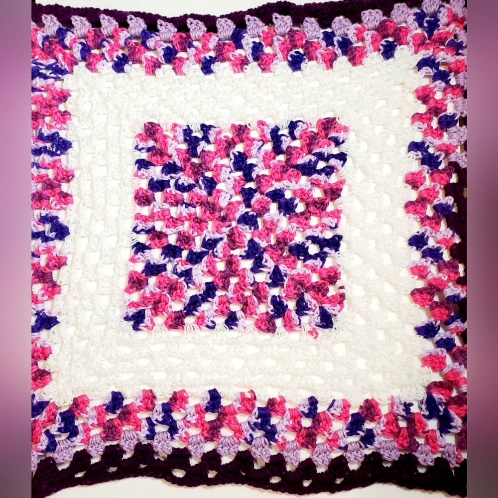 Grannycore Crochet Square With Metallic Thread 24" × 22"